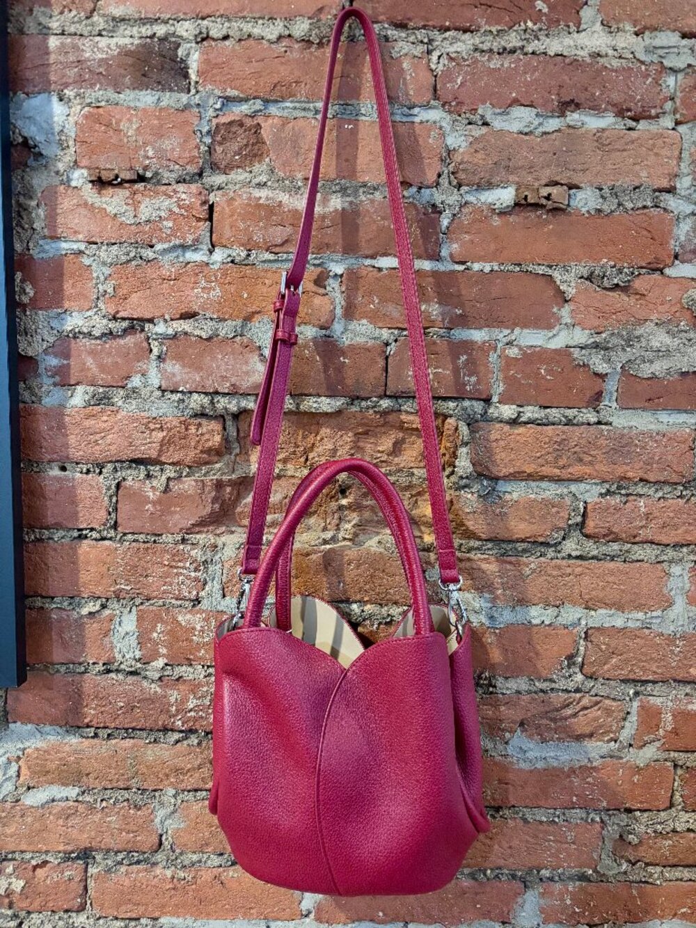 NWT Anthropologie Melie Bianco Tulip Top-Handle Crossbody Red Tote/Purse/Satchel
